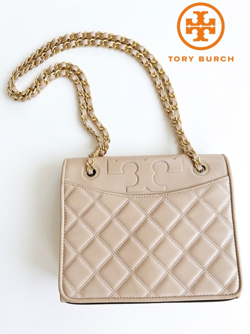 Tory Burch Fleming Quilted Convertible Shoulder Bag Neutral Beige
